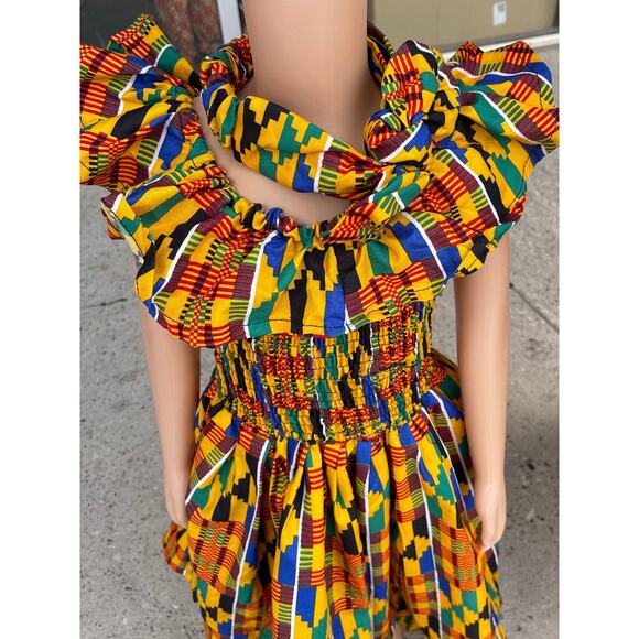 Kids African clothing for girls African kente Ankara Danshiki dress - Picture 5 of 5